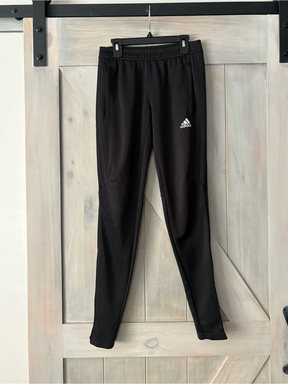 Adidas Kids Black Athletic Joggers/Track Pants with White Logo